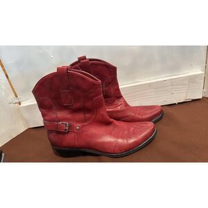 Franco Santo Boots Red Leather Western Boots Ankle  Size 8.5